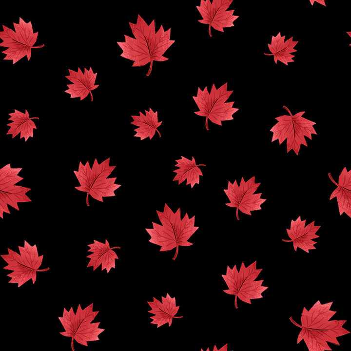 Oh Canada Collection-Maple Leaves-Black-100% Cotton-36250103-02 $19.96/m