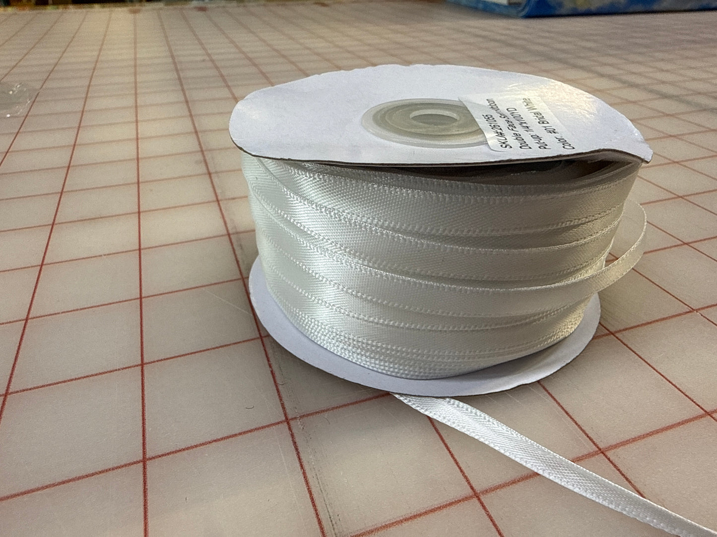 #01 Bridal White DOUBLE FACE SATIN RIBBON 6MM (1/4") POLYESTER $.52m (Copy)