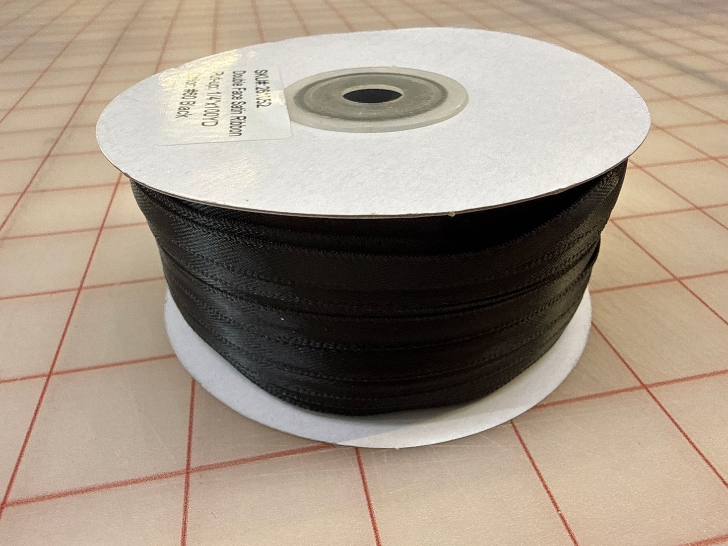 #60 Black-DOUBLE FACE SATIN RIBBON 6MM (1/4") POLYESTER $.52m