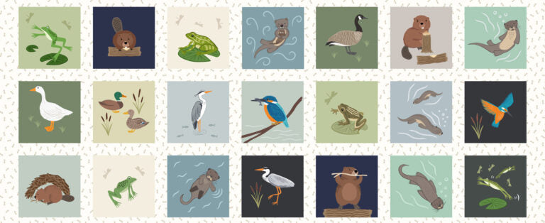 Small things by Irene and Lewis -Rivers & Creeks- 5" Squares $14.95 panel