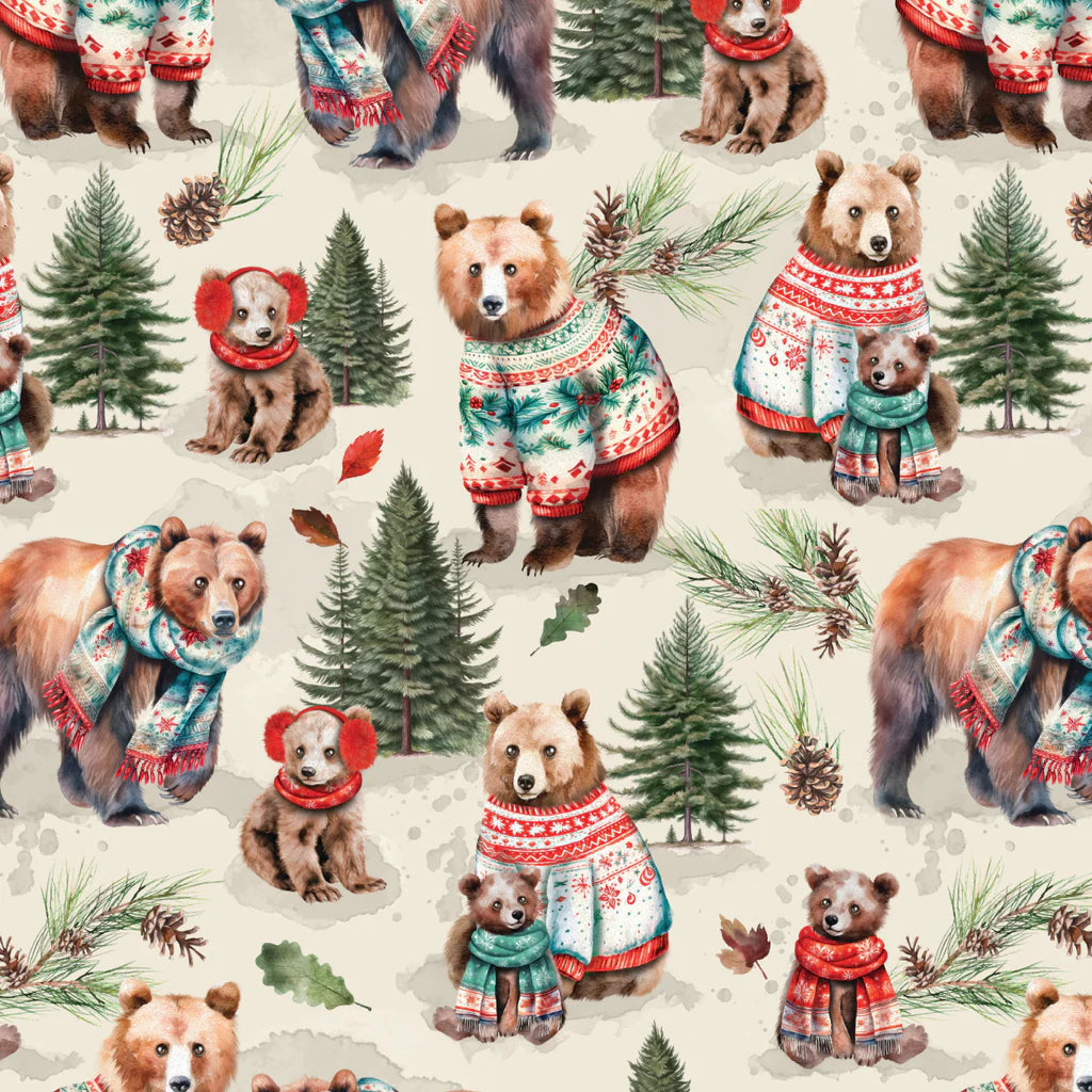 Merry Beary Collection-Solstice Snuggles-Cream-100% Cotton-21240401-01 $18.96/m