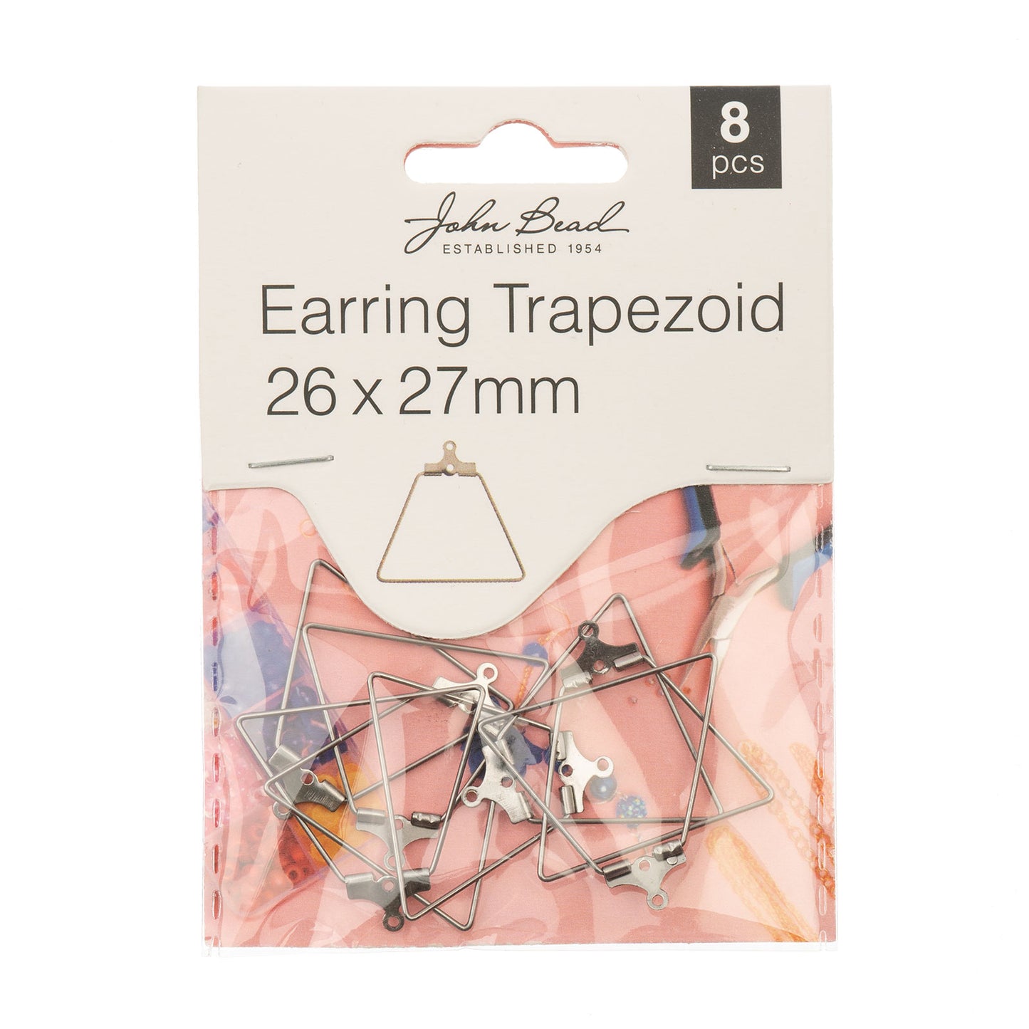 MUST HAVE FINDINGS - EARRING TRAPEZOID 26X27MM SILVER 8 PCS