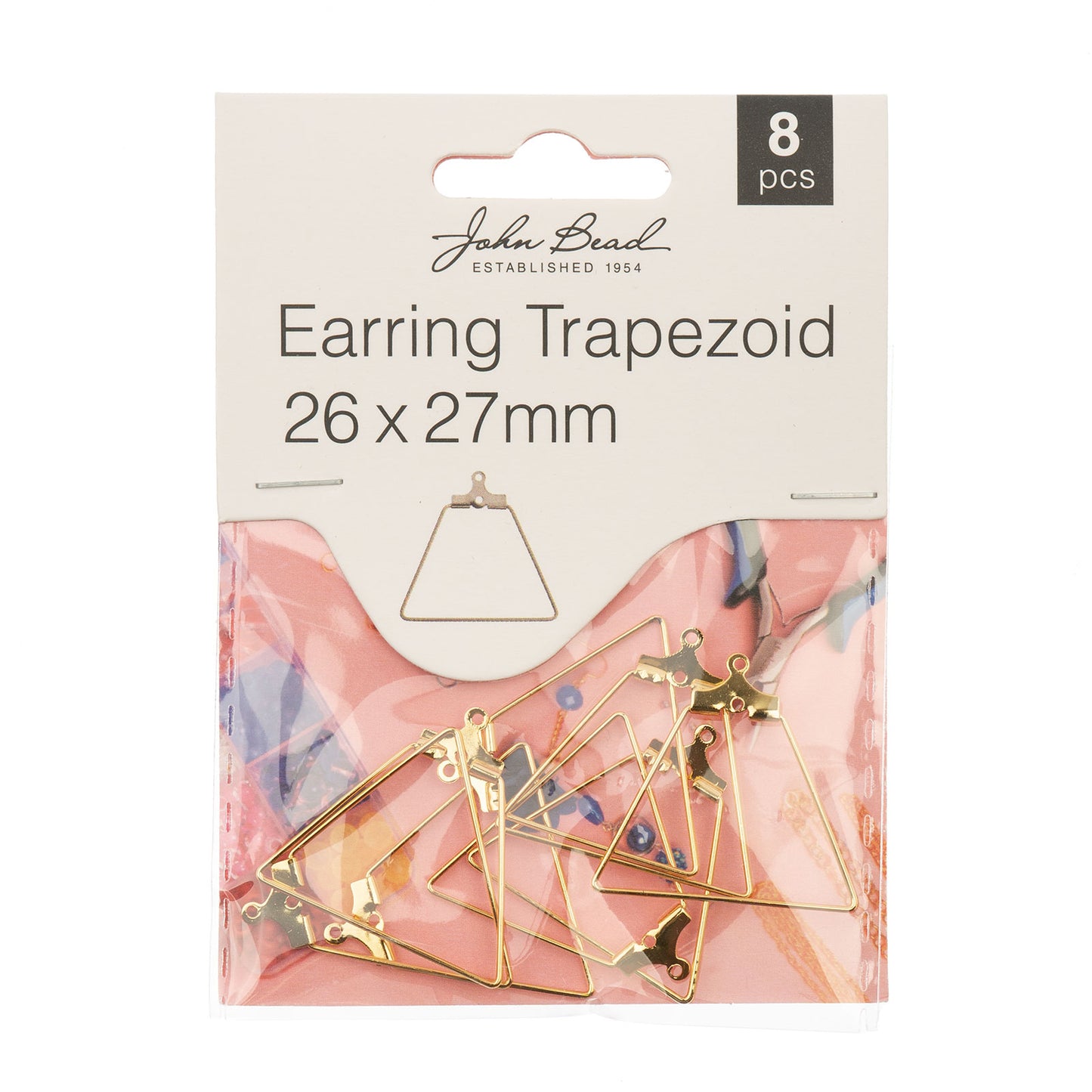 MUST HAVE FINDINGS - EARRING TRAPEZOID 26X27MM GOLD 8 PCS