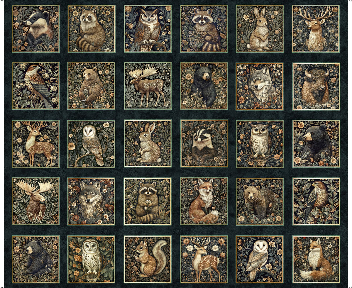 Cedar and Sage Midnight Animal picture patches panel $25.96