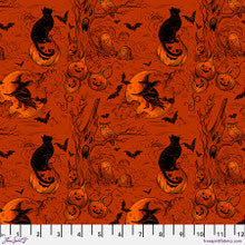Haunted Toile - Orange|| Costumes & Cobwebs PWRH125.ORANGE $20.96/m