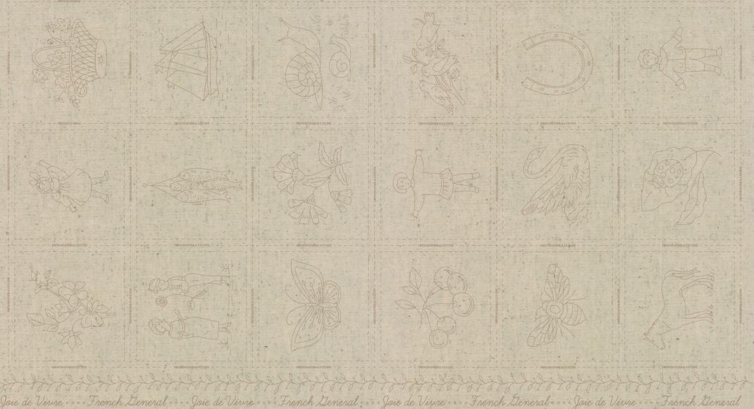 Joie De Vivre by French General for Moda Panel- stone $19.96 each