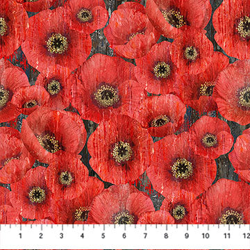 Poppy Meadow- Charcoal Multi- Packed Poppy $21.96/m