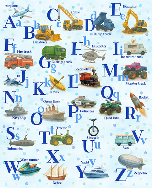 Things That Go From A to Z X5742-708-Baby Blue Panel $23.96 each