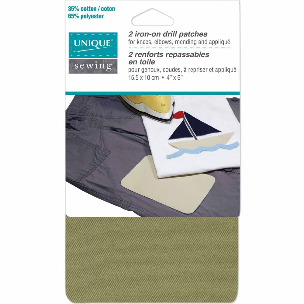 UNIQUE SEWING Drill Patch Khaki - 10 x 15cm (4″ x 6″) - 2pcs