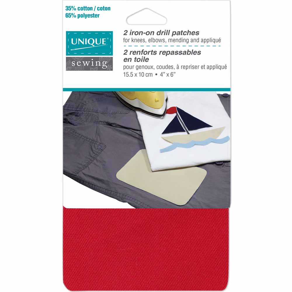 UNIQUE SEWING Drill Patch Red - 10 x 15cm (4″ x 6″) - 2pcs - WT