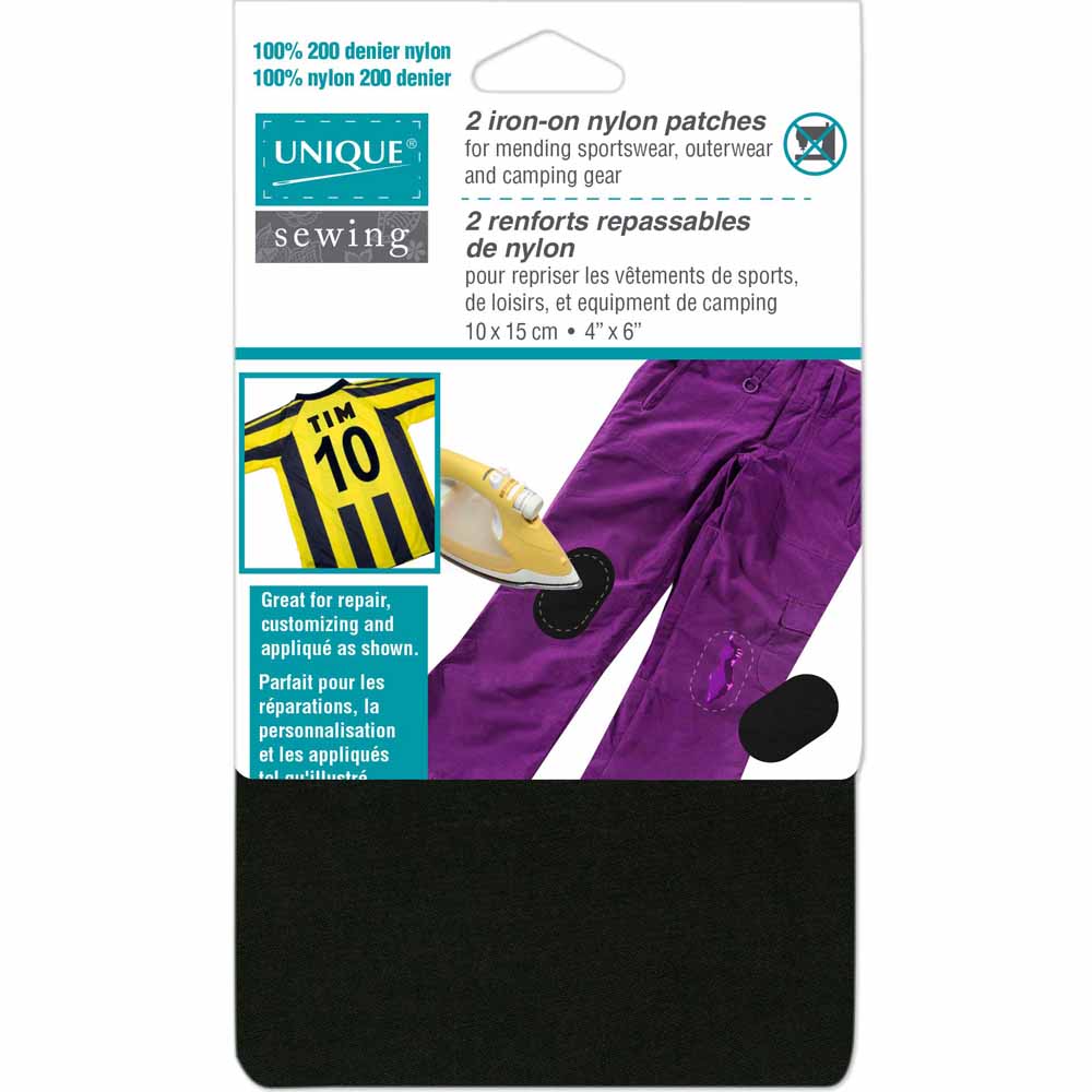 UNIQUE SEWING Nylon Patch Black - 10 x 15cm (4″ x 6″) - 2pcs WT
