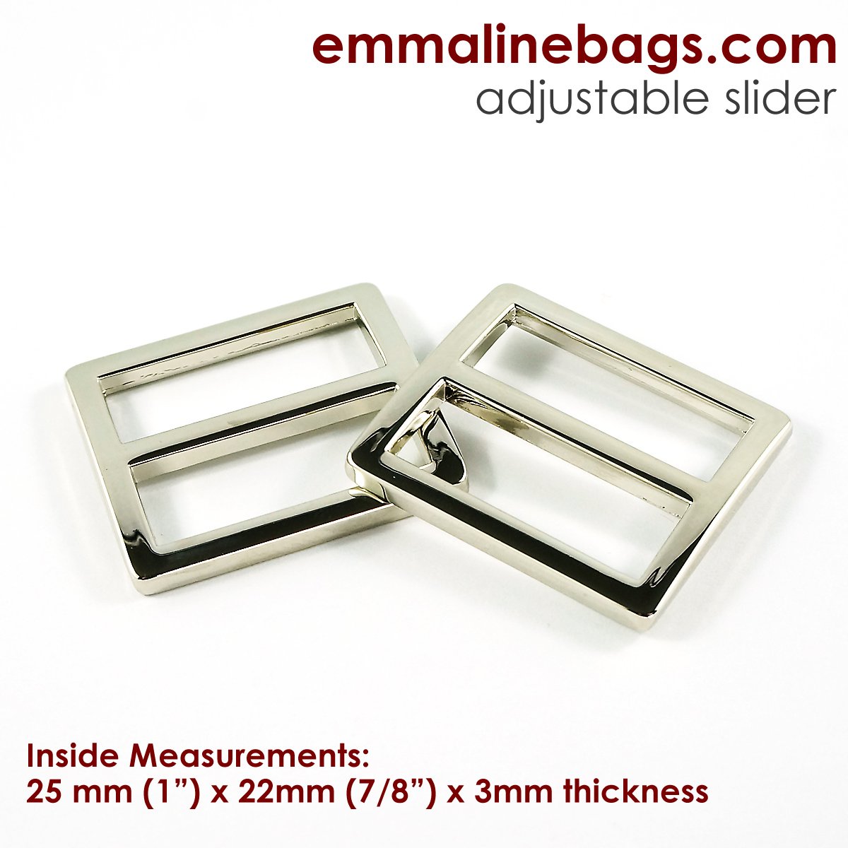 Flat Strap Sliders (2 Pk.) - 1" wide in Nickel