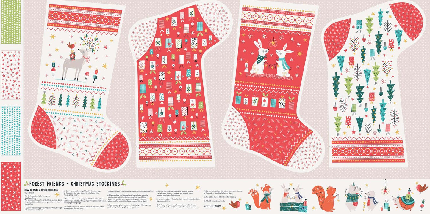 #56. Forest Friends by Ali Woods for Dashwood Studios - Christmas Stocking Panel $13.96