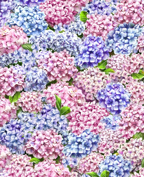 Peaceful Garden - Packed Hydrangeas $21.96/m