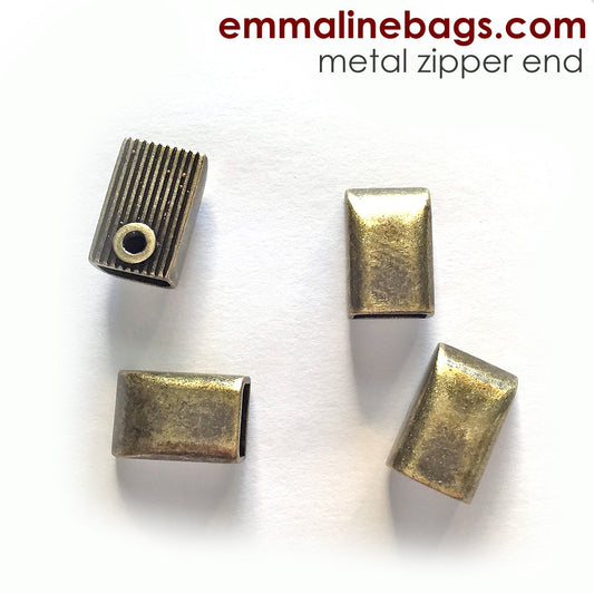 Zipper Ends or Cord Ends (5pk) Antique Brass