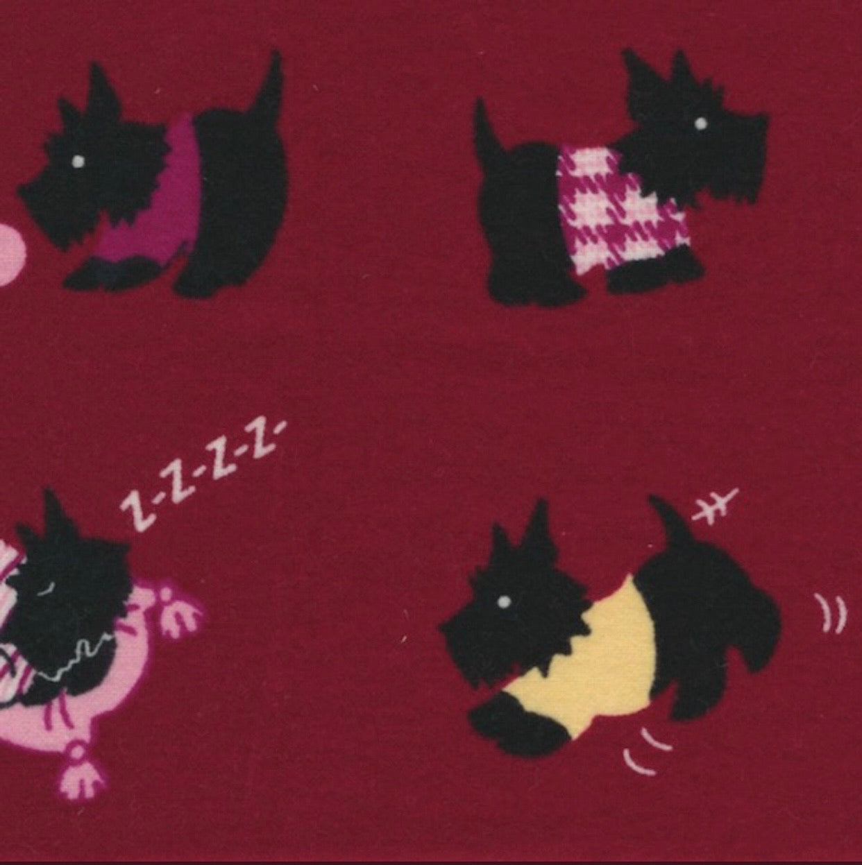 Flannel 2581- red with Scottie dogs