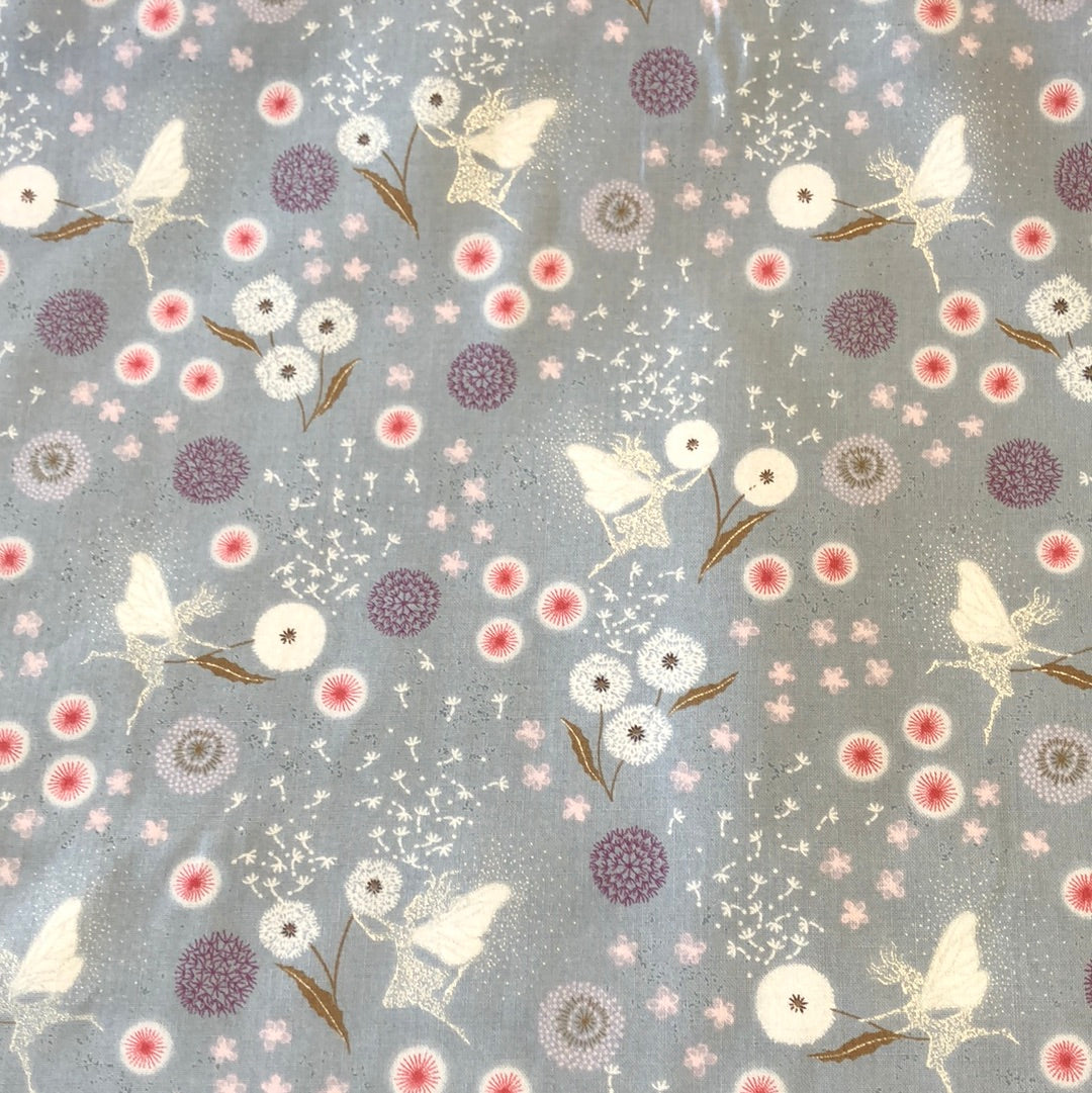 Fairy clocks by Irene ans Lewis silver metallic 6505-2 $21.96/m