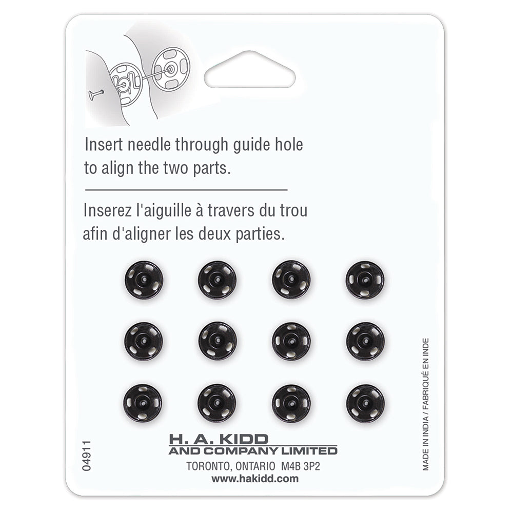 UNIQUE SEWING Snap Fasteners Black - size 0 / 7mm - 12 sets