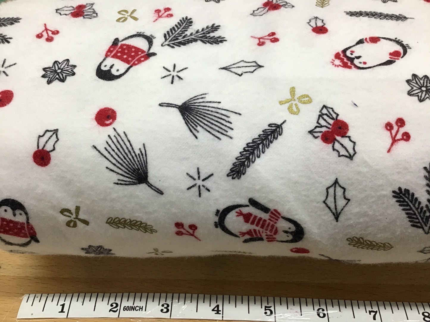 Flannel 2525 White Christmas Penguin