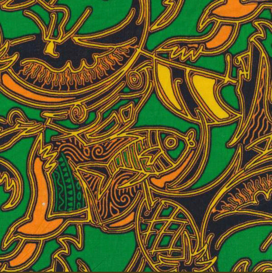 Asian Prints- green with fish, palm trees, ect... $12.96/m
