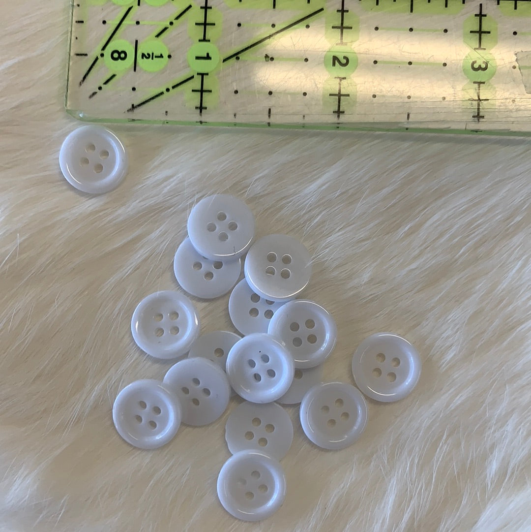 White resin buttons 11mm 4 hole 50 pieces