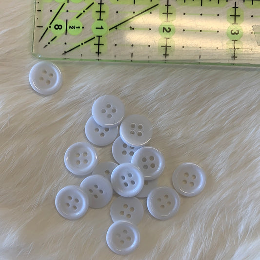 White resin buttons 11mm  4 hole 50 pieces