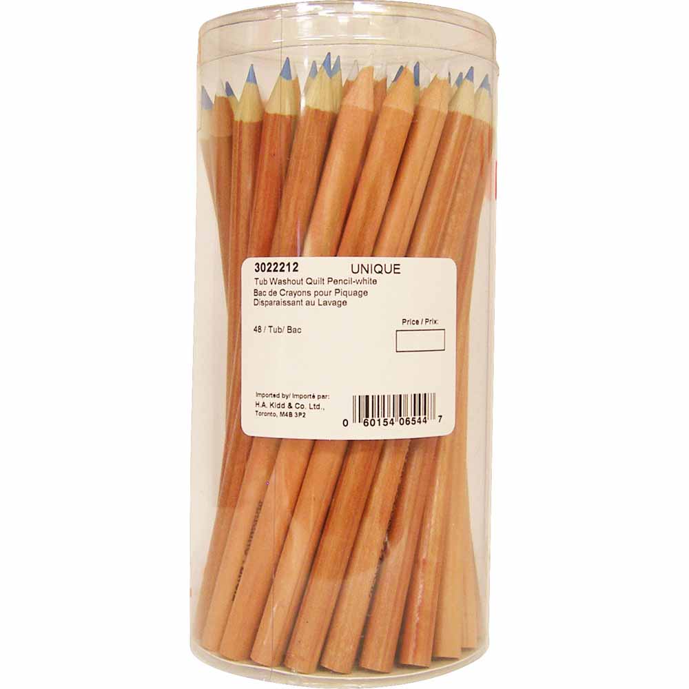 UNIQUE Tub O Washout Quilt Pencil - Thick Lead - White/Blue - 48 pieces