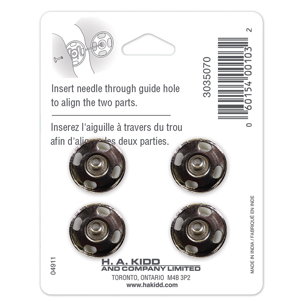 UNIQUE SEWING Snap Fasteners Nickel - size 7 / 15mm (5⁄8″) - 4 sets