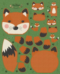 #67 FOREST FRIENDS 36 X 43.5 Sleeping Bag Panel- Fox $21.96