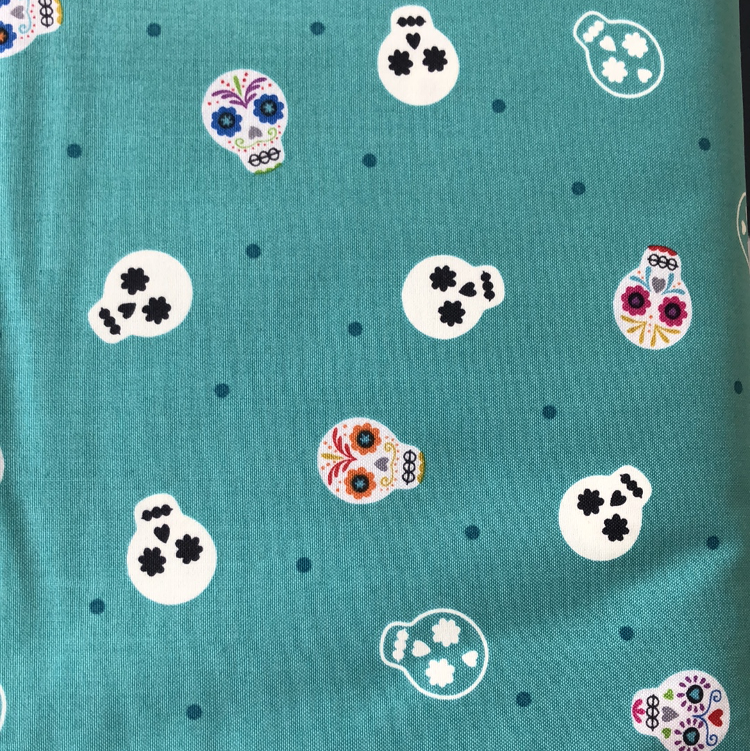 Small things by Irene and Lewis - Teal with Glow in the Dark Skulls $23.96/m
