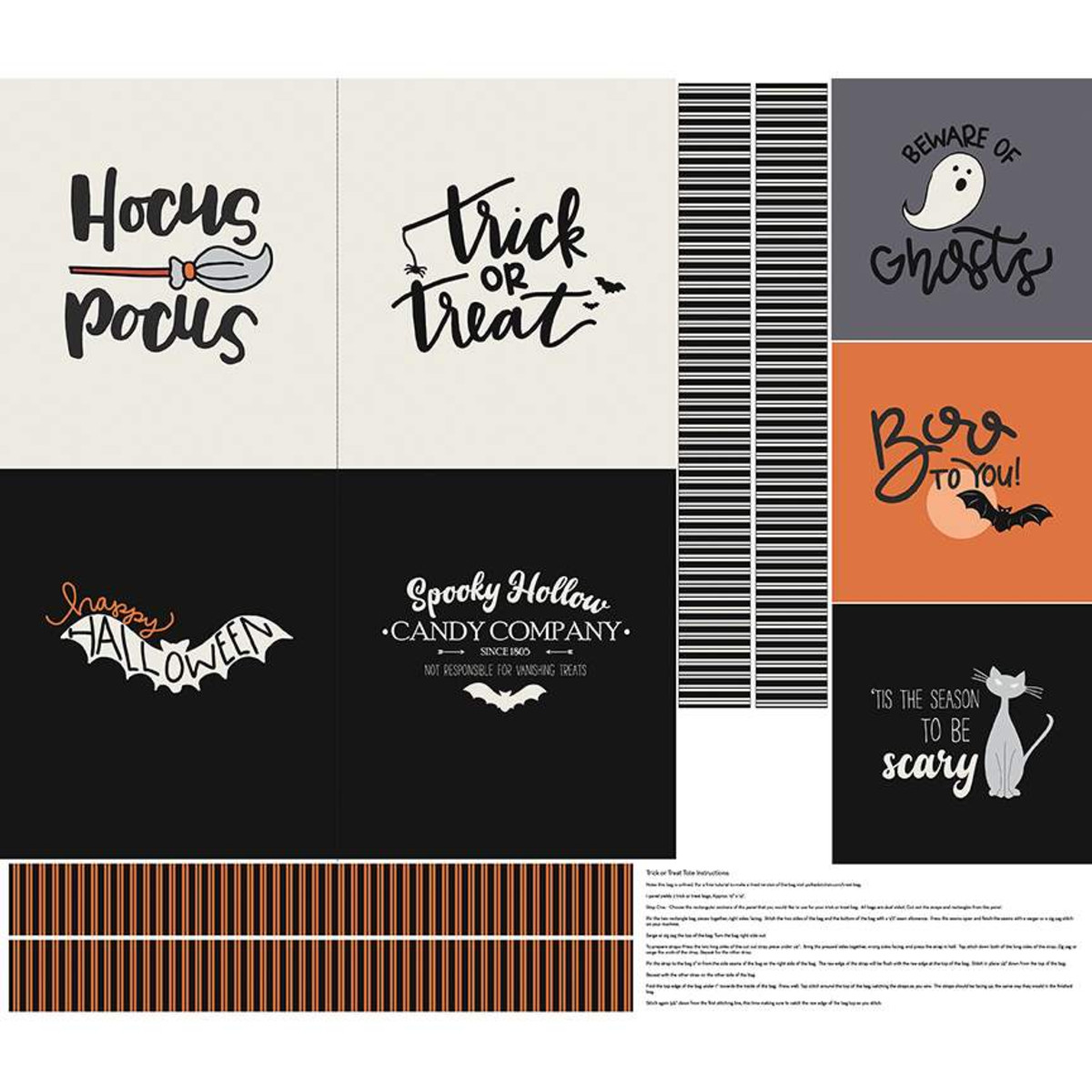 #52 Spooky Hollow Trick or Treat Tote Panel 78 $22.96/panel