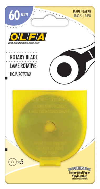 OLFA RB60-5- Stainless Steel Rotary Blades 60mm - 5 pack