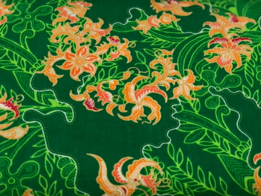 Asian Prints- green with flowers $12.96/m