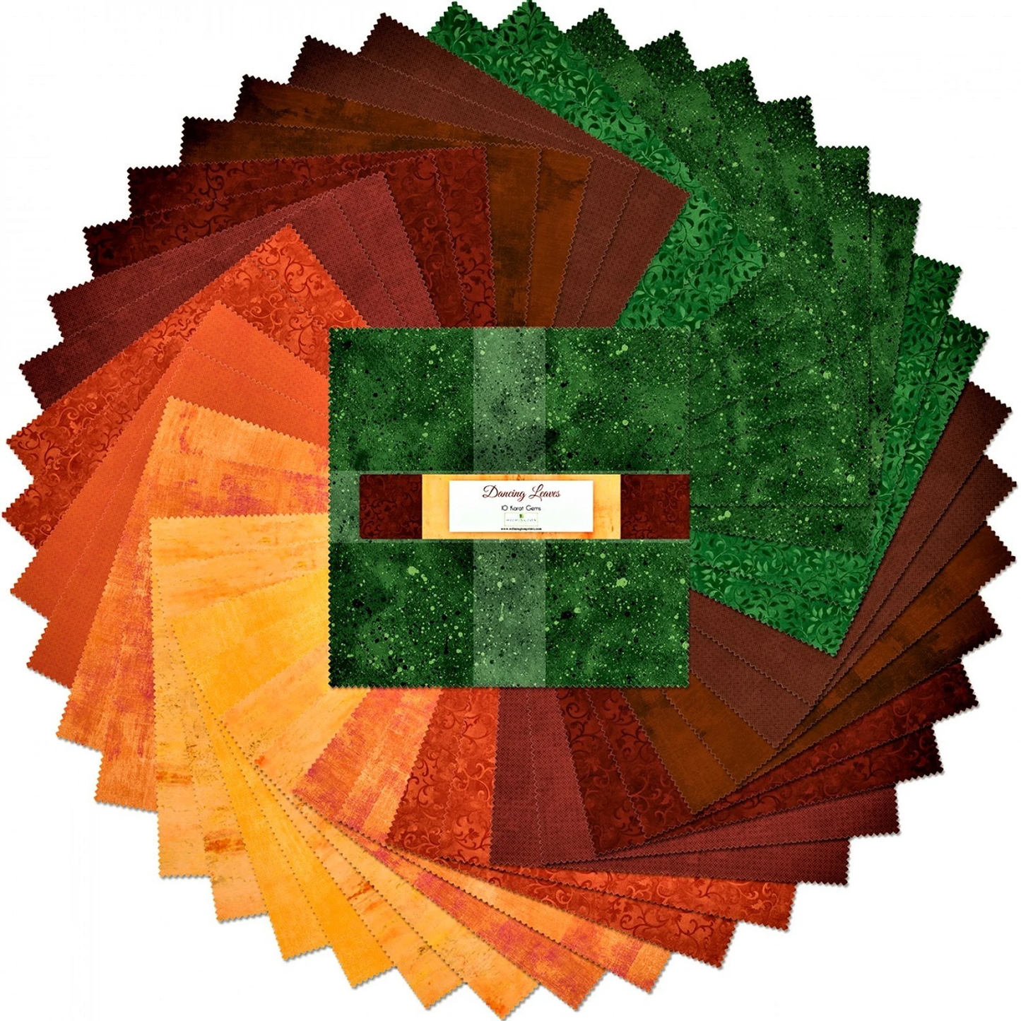 DANCING LEAVES 10 inch Fabric Pack - 42 Ten Inch Squares 10 Karat Essential Gems Layer Cake Autum Colors $23.96/m
