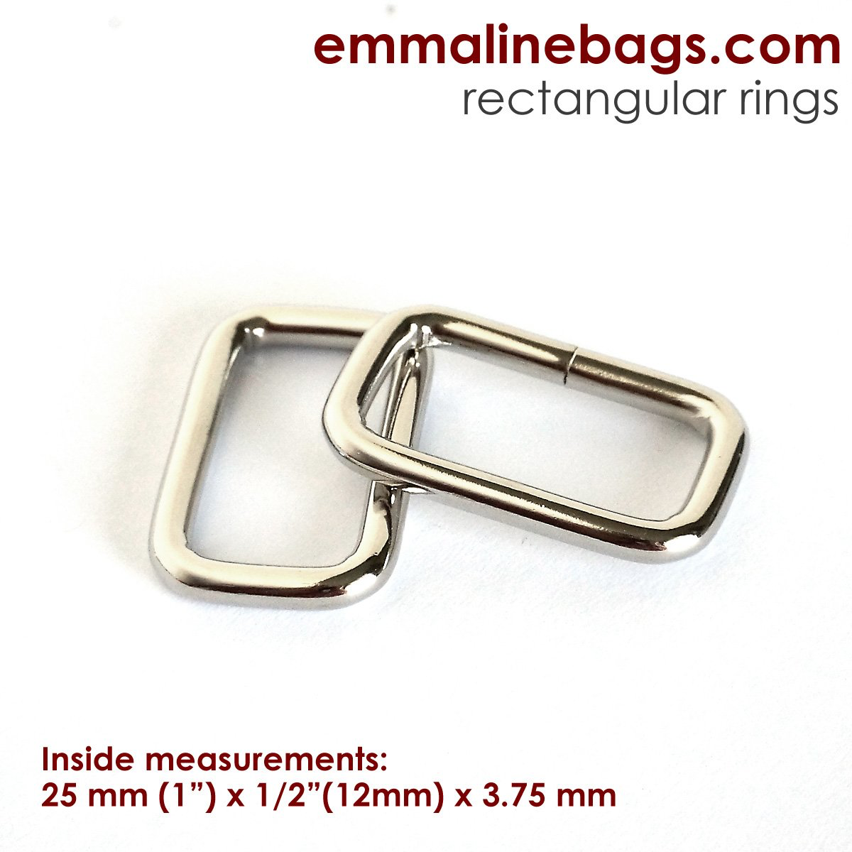 Rectangular Rings: (4 Pack) 1" (25 mm) x 5/8" (15 mm) x 3.75 mm Nickel