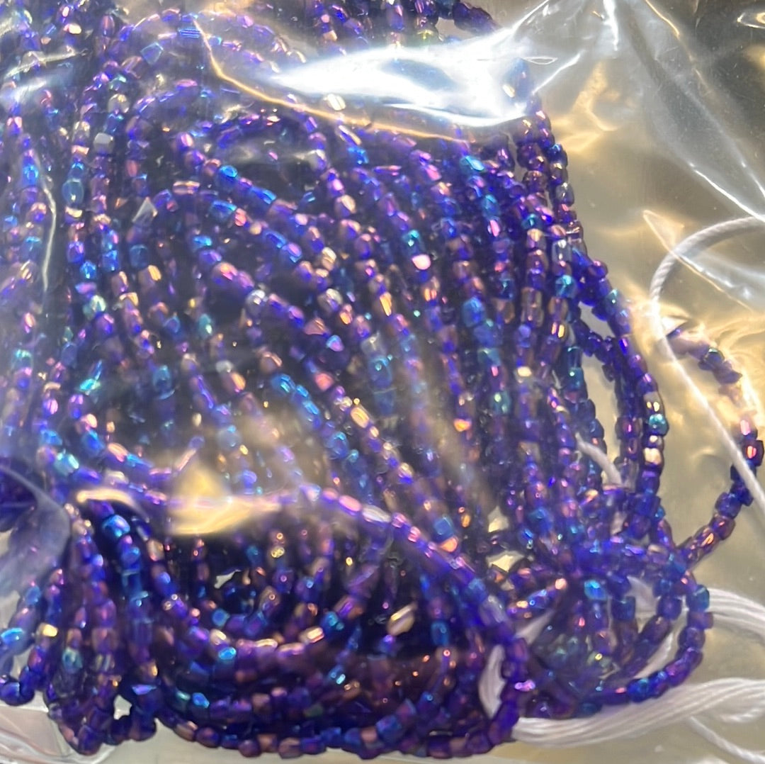 Czech seed bead 3 cut 12/0 transparent navy blue iris strung .016Kkg $17.95