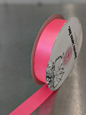 075 Neon Pink - DOUBLE FACE SATIN 25M RIBBON 22MM POLYESTER 0.76/M
