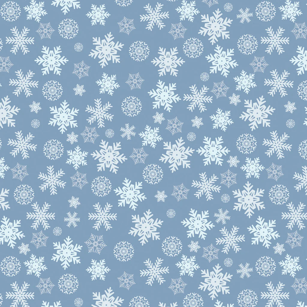 Winter Land Collection-Scattered Snowflakes-Blue- 100% Cotton $16.96/m