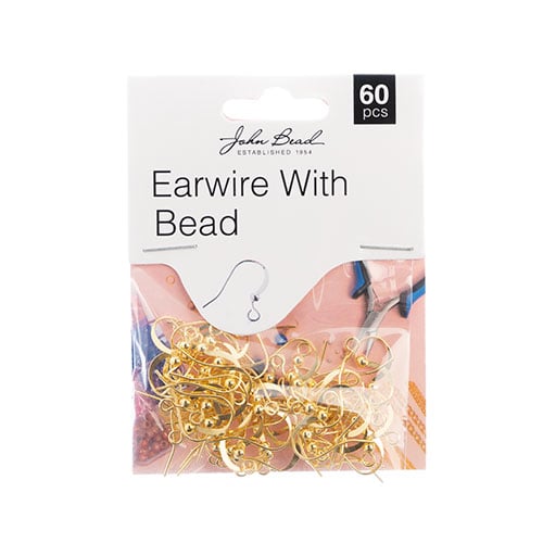 MUST HAVE FINDINGS - EARWIRE W/ BEAD GOLD 60PCS