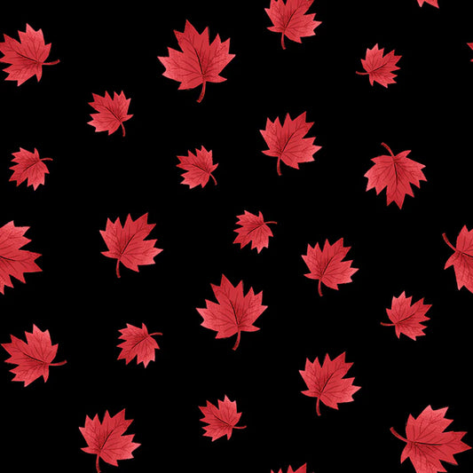 Oh Canada Collection-Maple Leaves-Black-100% Cotton-36250103-02 $19.96/m