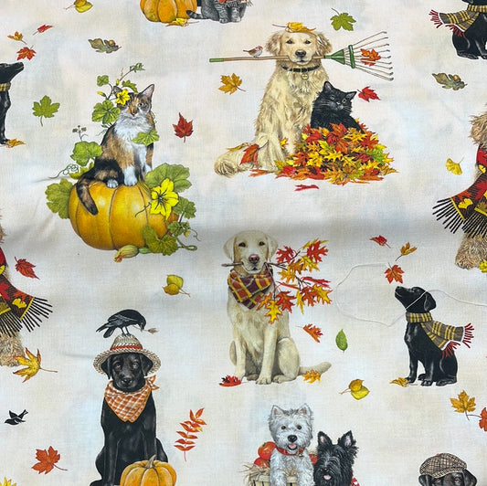 Autumn Cats & Dogs, Cream $22.96/m
