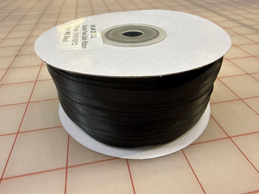 #60 Black-DOUBLE FACE SATIN RIBBON 6MM (1/4") POLYESTER $.52m