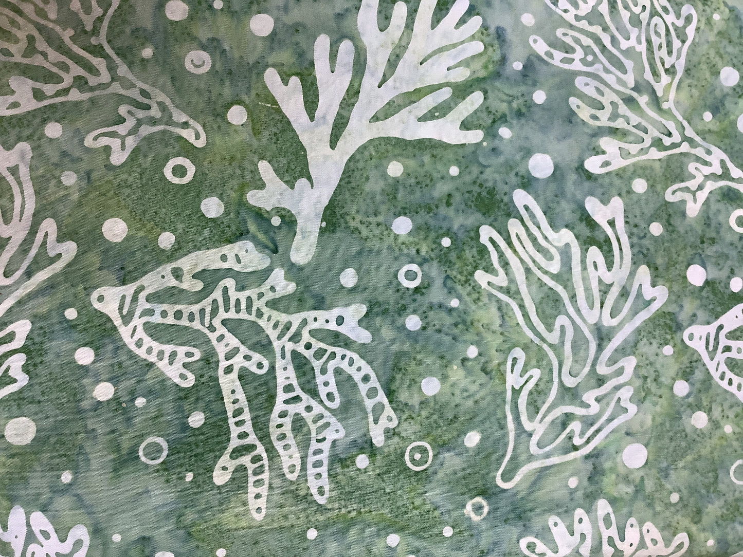 Batik medium Green with coral $14.96/m