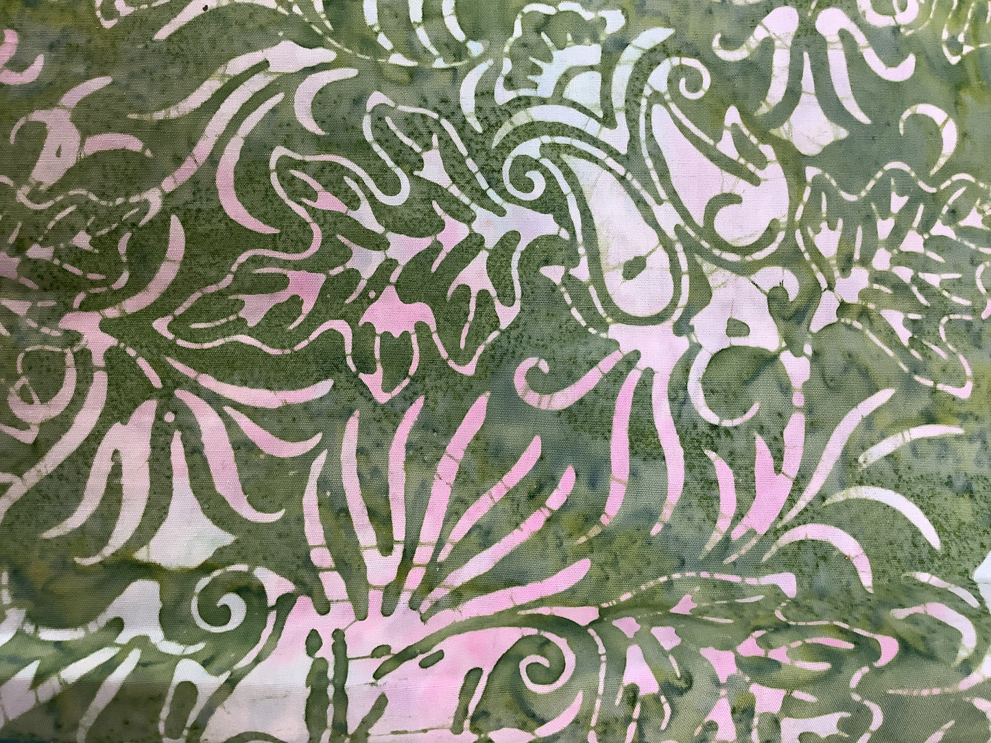 Batik light Green with feathery flowers $14.96/m