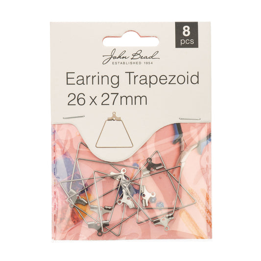 MUST HAVE FINDINGS - EARRING TRAPEZOID 26X27MM SILVER 8 PCS