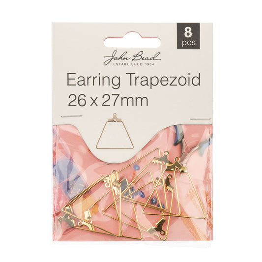 MUST HAVE FINDINGS - EARRING TRAPEZOID 26X27MM GOLD 8 PCS
