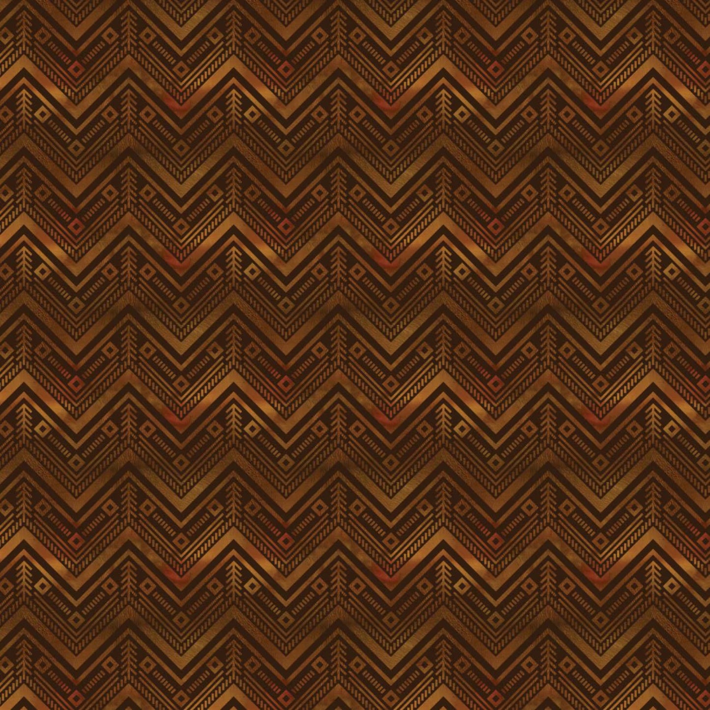 Twilight Wolf Pack Forest Geo Chevron Brown $19.96/m