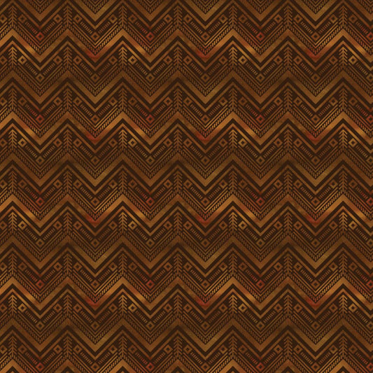 Twilight Wolf Pack Forest Geo Chevron Brown $19.96/m