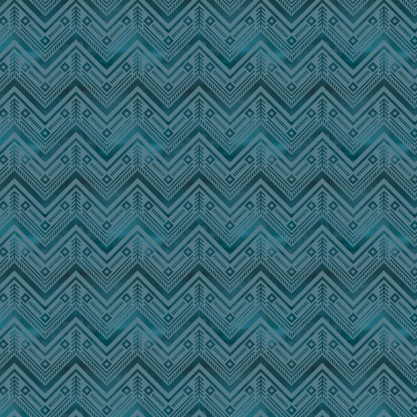 Twilight Wolf Pack Forest Geo Chevron Blue $19.96/m