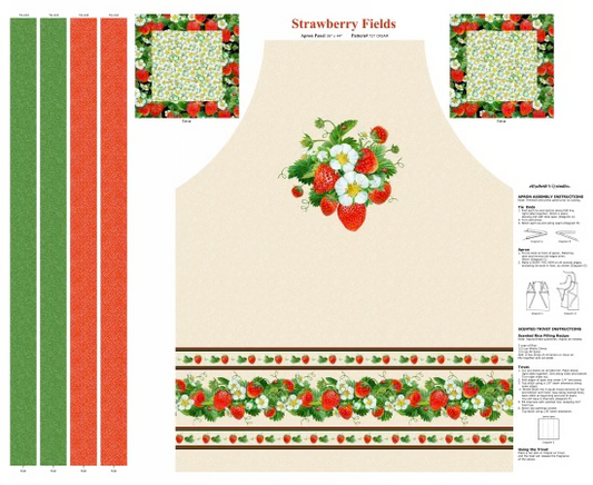 Strawberry Fields- Packed Strawberry Apron Panel  $24.95 Panel
